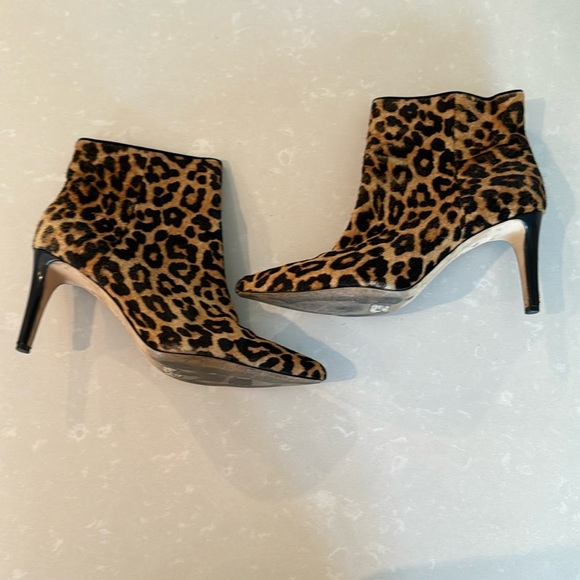 Sam Edelman Karen Leopard Calf Hair Stiletto Ankle Boots Size 8.5 - Picture 3 of 11
